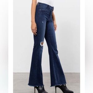 Hidden Distressed Flare utility Jeans